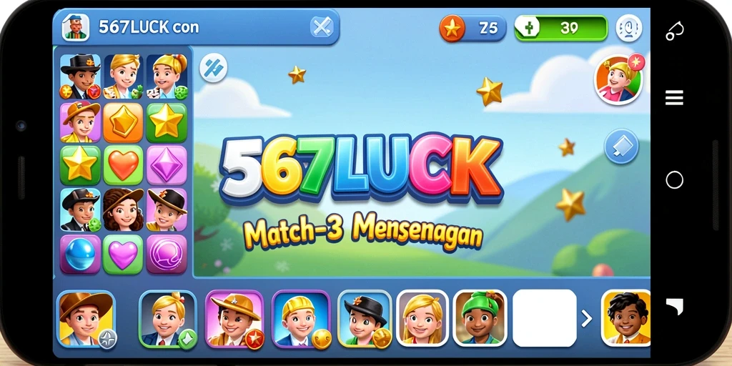 Tampilan screenshot utama 567LUCK menunjukkan keseruan gameplay Match-3.