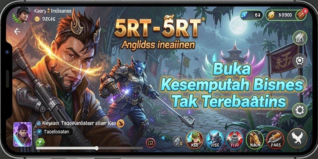 Screenshot gameplay 5RT menampilkan interaksi bisnis yang dinamis.