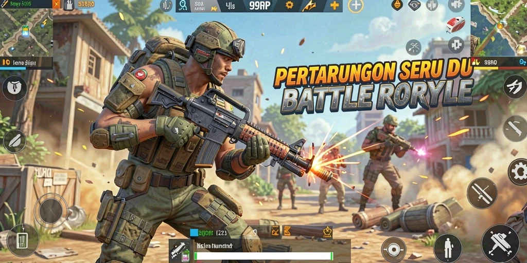 Tampilan gameplay seru dalam 99RP yang menunjukkan aksi pertempuran Battle Royale.