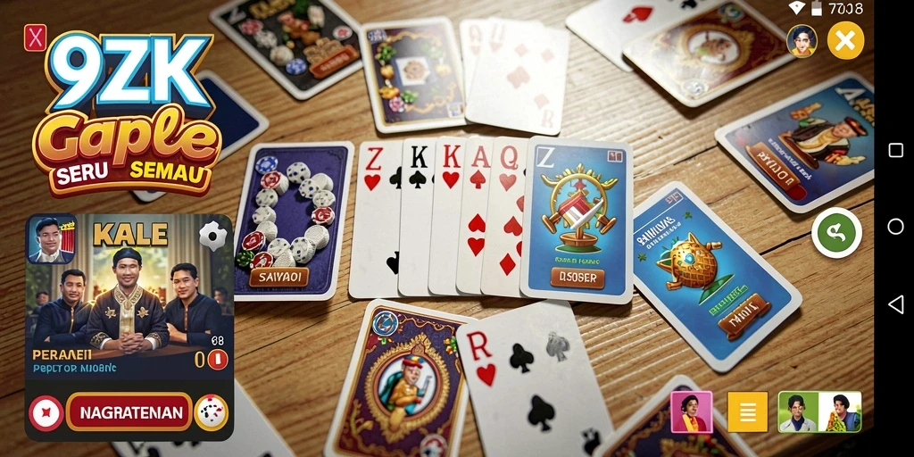 Menampilkan gameplay seru Gaple dalam 9ZK.