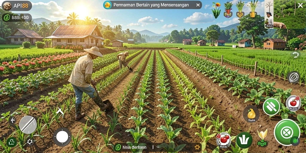 Tangkapan layar utama API88 menunjukkan aksi bertani yang seru dan menarik.
