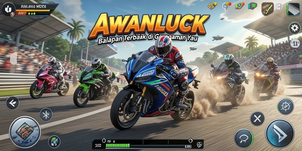 Gameplay seru dengan balapan motor yang mendebarkan.