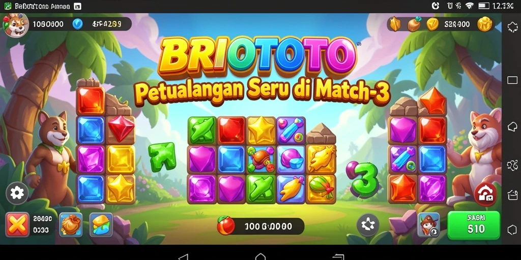Tampilan gameplay seru di BRIOTOTO dengan berbagai tantangan match-3.