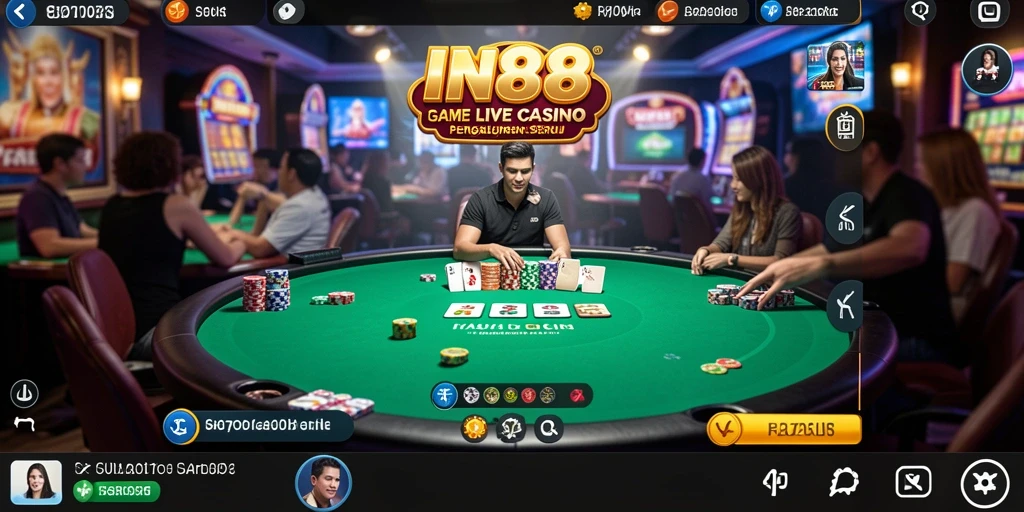 Screenshot gameplay IN88 menampilkan dealer langsung dan interaksi seru.