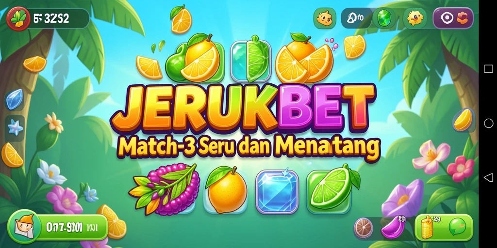 Gameplay seru JERUKBET dengan tantangan mencocokkan buah.