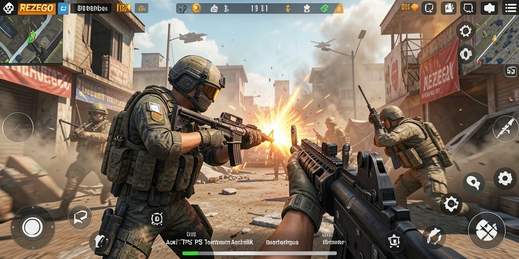 Screenshot menunjukkan aksi seru dalam pertempuran REZEGO.