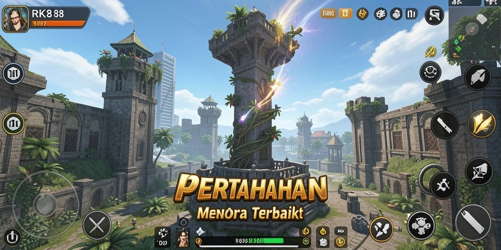 Tampilkan gameplay menegangkan dalam RK88 dengan strategi menara yang cerdas.
