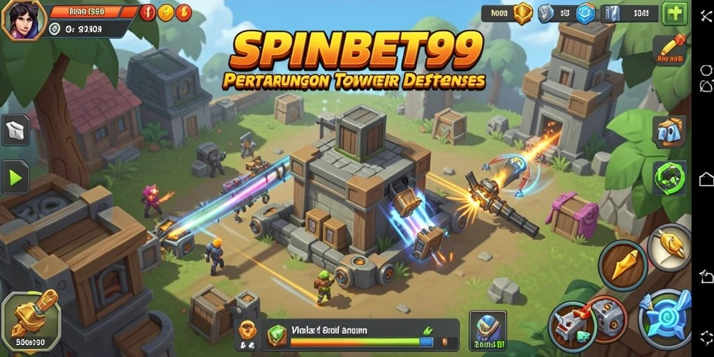 Tampilan gameplay seru SPINBET99 dalam aksi Tower Defense.
