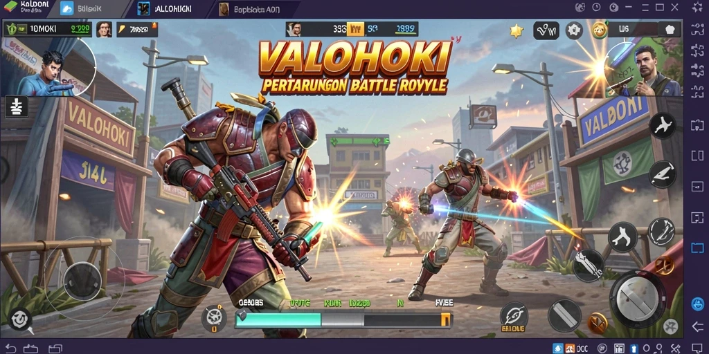 Screenshot gameplay VALOHOKI yang menunjukkan aksi pertempuran seru.